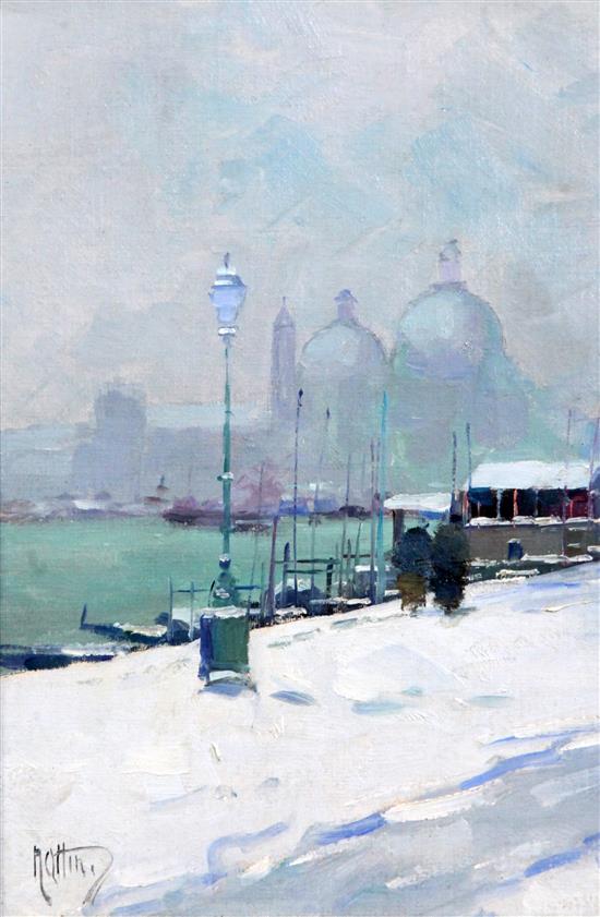 Professor Vittorio Nattino (1890-c.1971) Venice in winter, 10.5 x 7.5in.